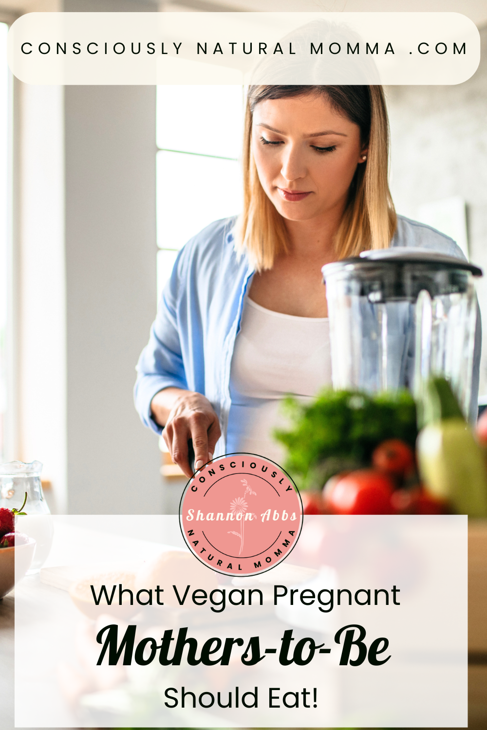 pregnant woman prepping vegan food